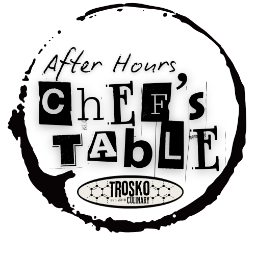 Logo of Trosko Culinary with a scientific molecule design and text 'EST. 2018'