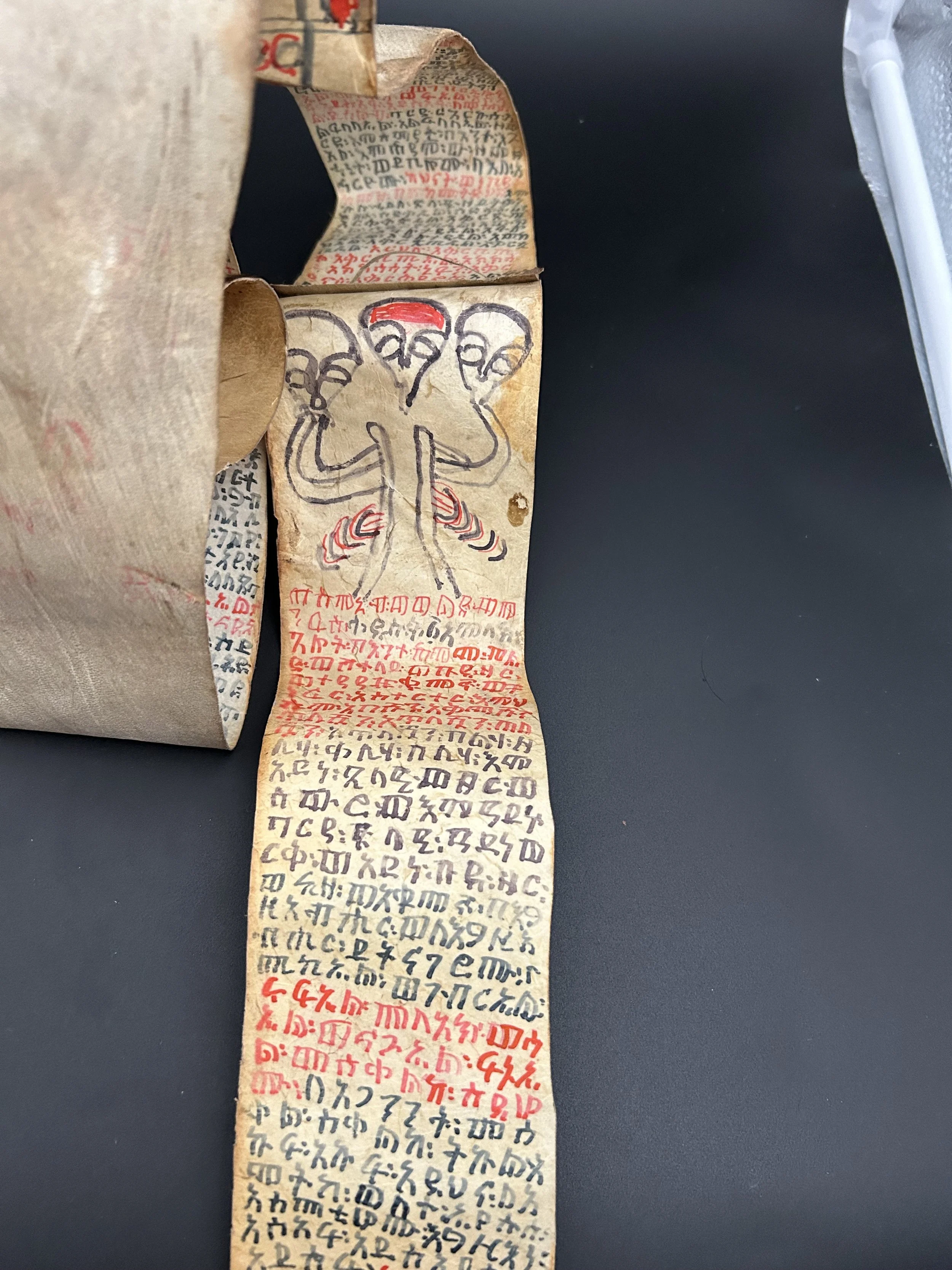 The Tale of Almaz's Scroll, a Haunted Ethiopian Orthodox Healing Scroll on Goat Skin, c. 1938 - Ge'ez Manuscript