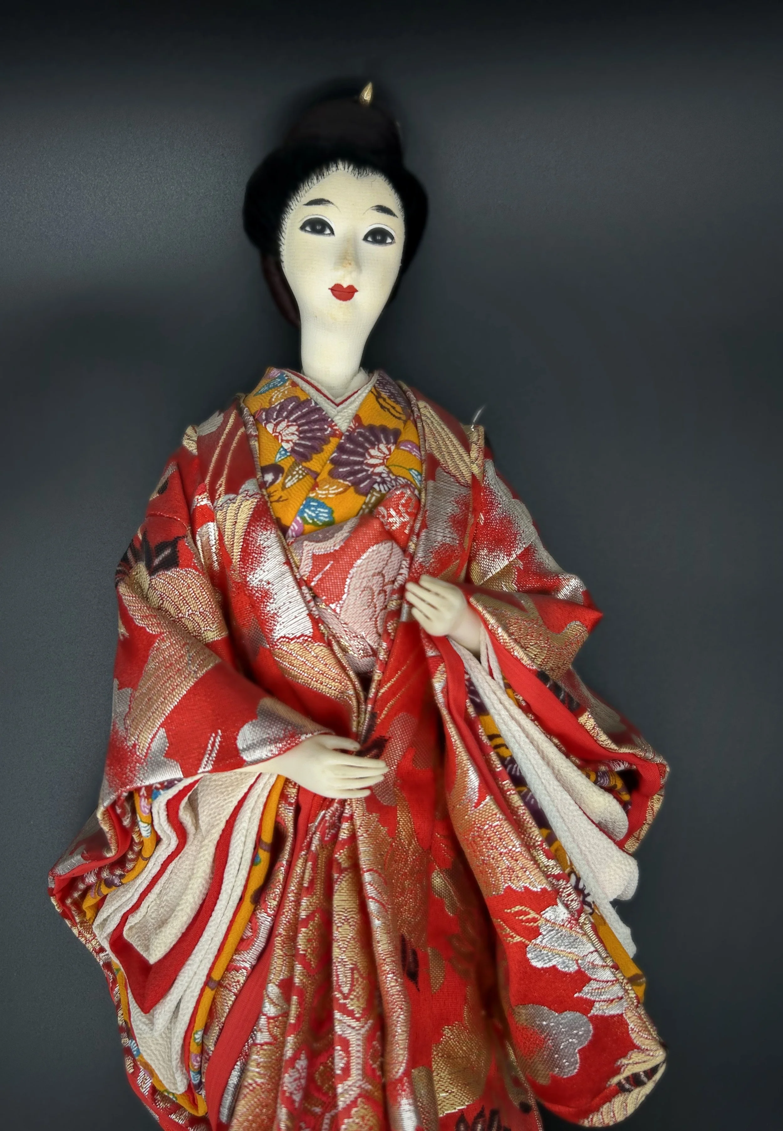The Tale of Tsukiko (月子), a Possessed Ryukyu Ningyo Doll, c. 1953 - Real Human Hair, Silk Kimono, Bamboo Parasol