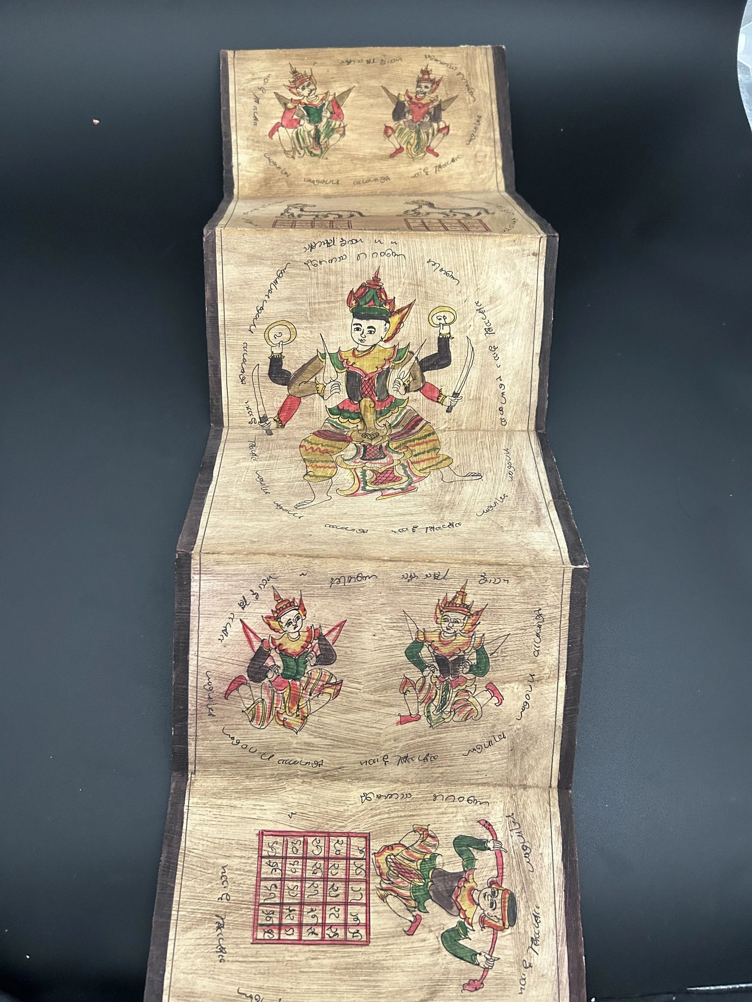 The Tale of the Burmese Parabaik, a Haunted Magical and Astrological Folding Manuscript, early 20th Century - Lacquered Accordion Paper