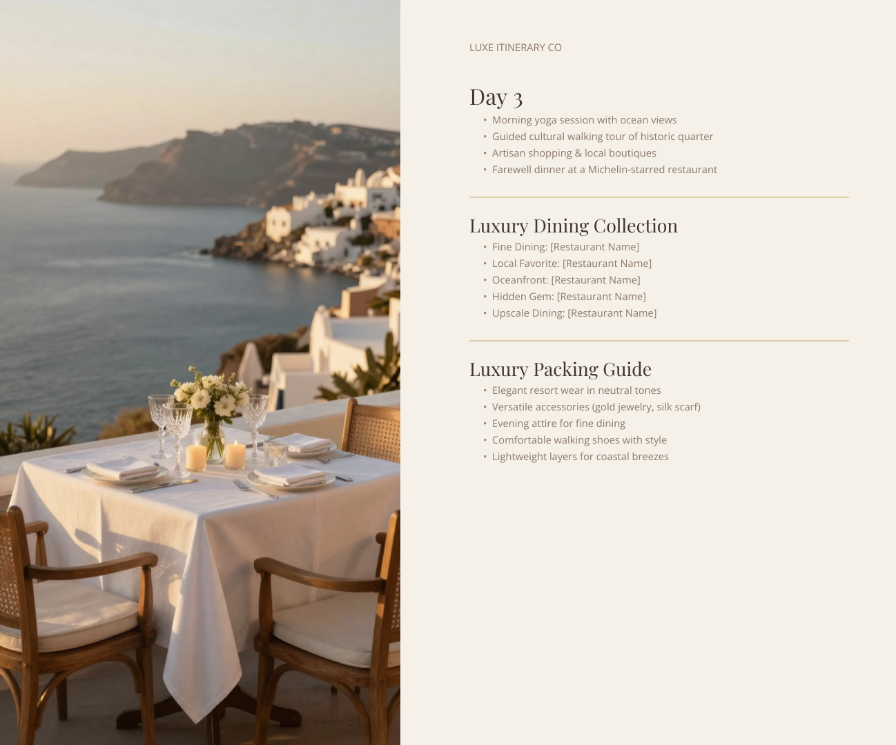 Elegant outdoor dining table with white tablecloth, candles, wine glasses, and floral centerpiece overlooking ocean and scenic coastal landscape at sunset
