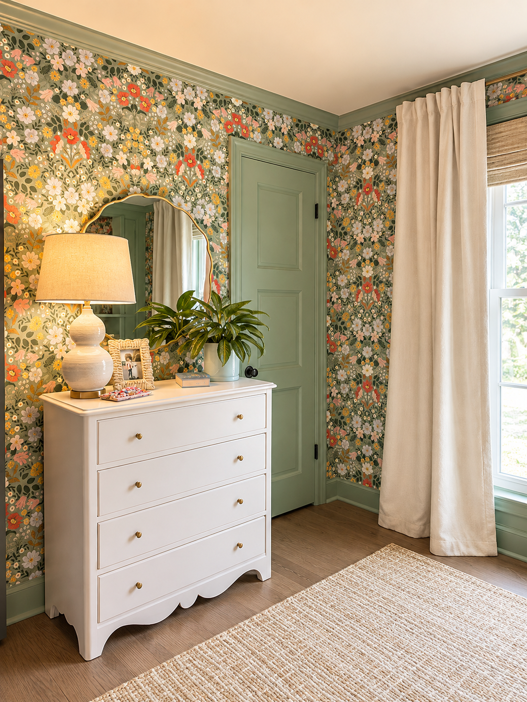Cozy Vintage Floral Bedroom Corner.png