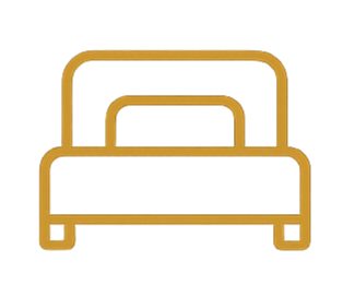 Illustration of a bed with a headboard and pillows.