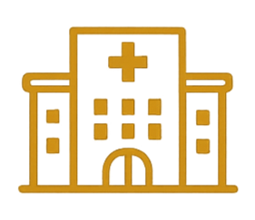 A pixelated, yellow and black castle with towers and an arched entrance.