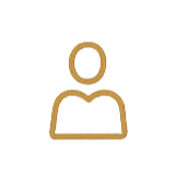 Simple line drawing of a person with a circular head and shoulders