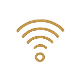 Wi-Fi signal icon with wavy lines radiating from a dot