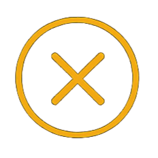 Yellow circle with a yellow 'X' in the center on a black background.