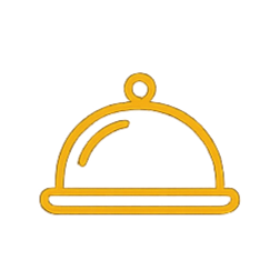 A neon sign of a cloche food cover with steam rising from it.