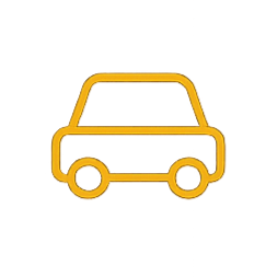 Line drawing of a yellow taxi cab with a rooftop sign, depicted in a simple, minimalist style.