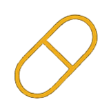 A gold-colored capsule pill