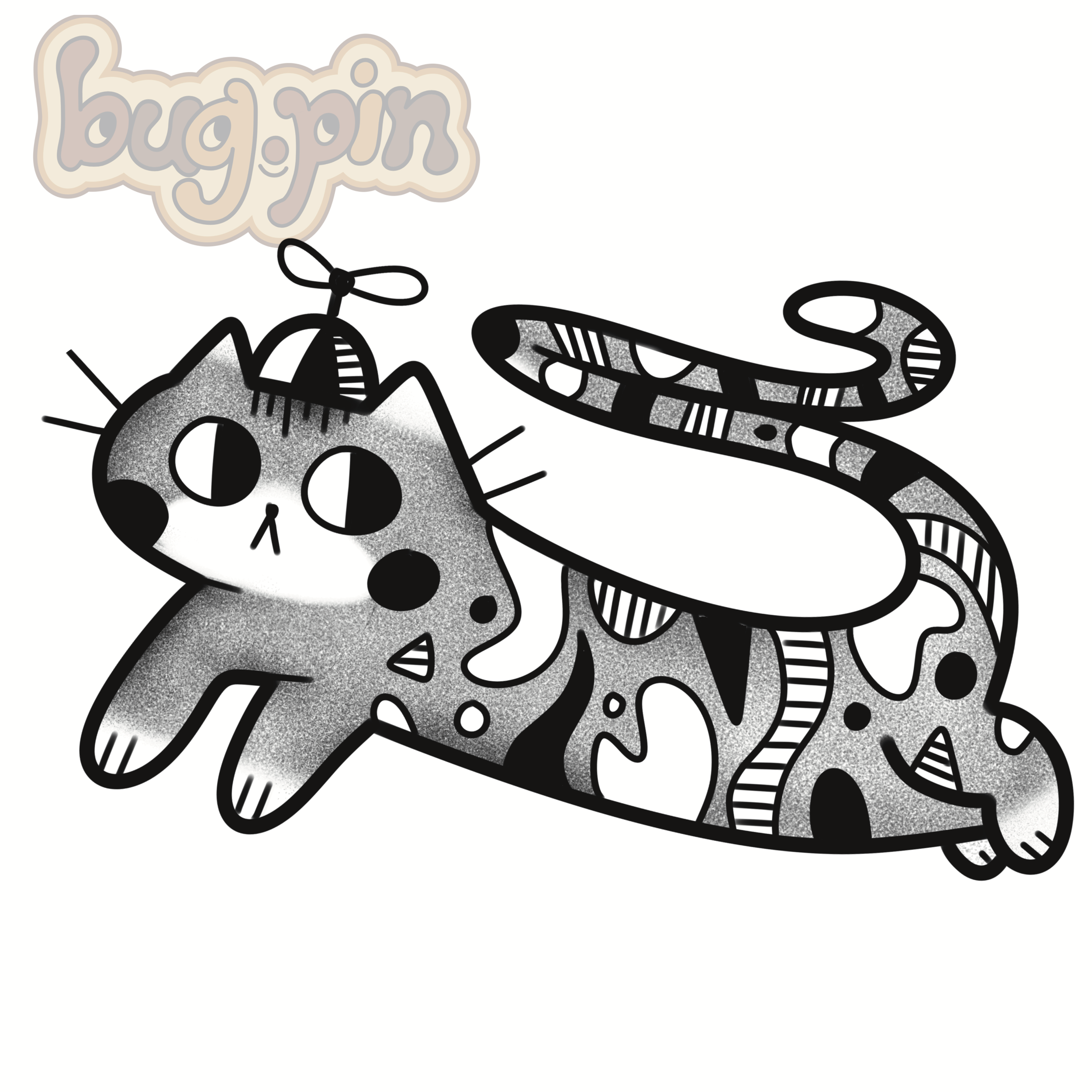 retro carpet cat tattoo