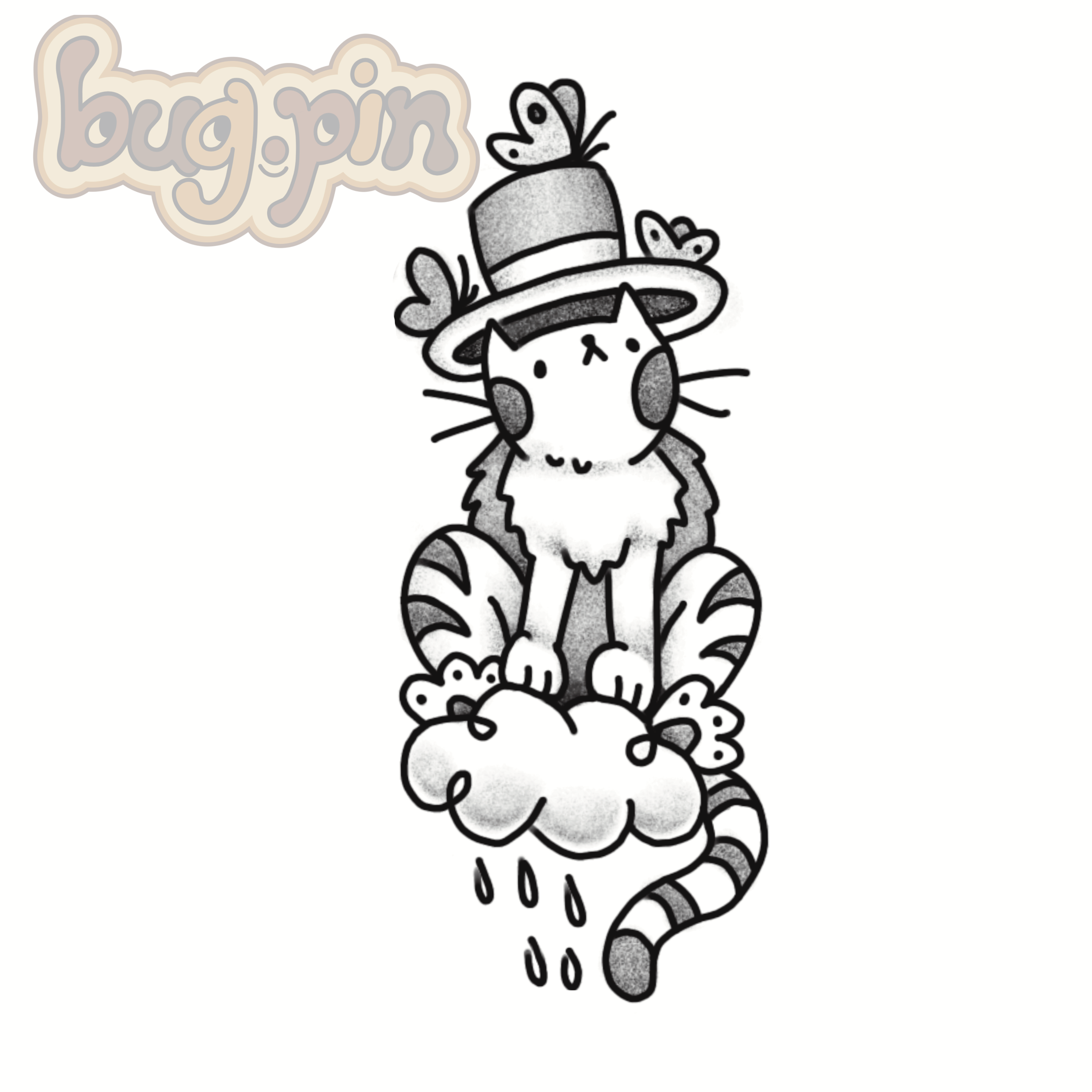 cat on a cloud tattoo