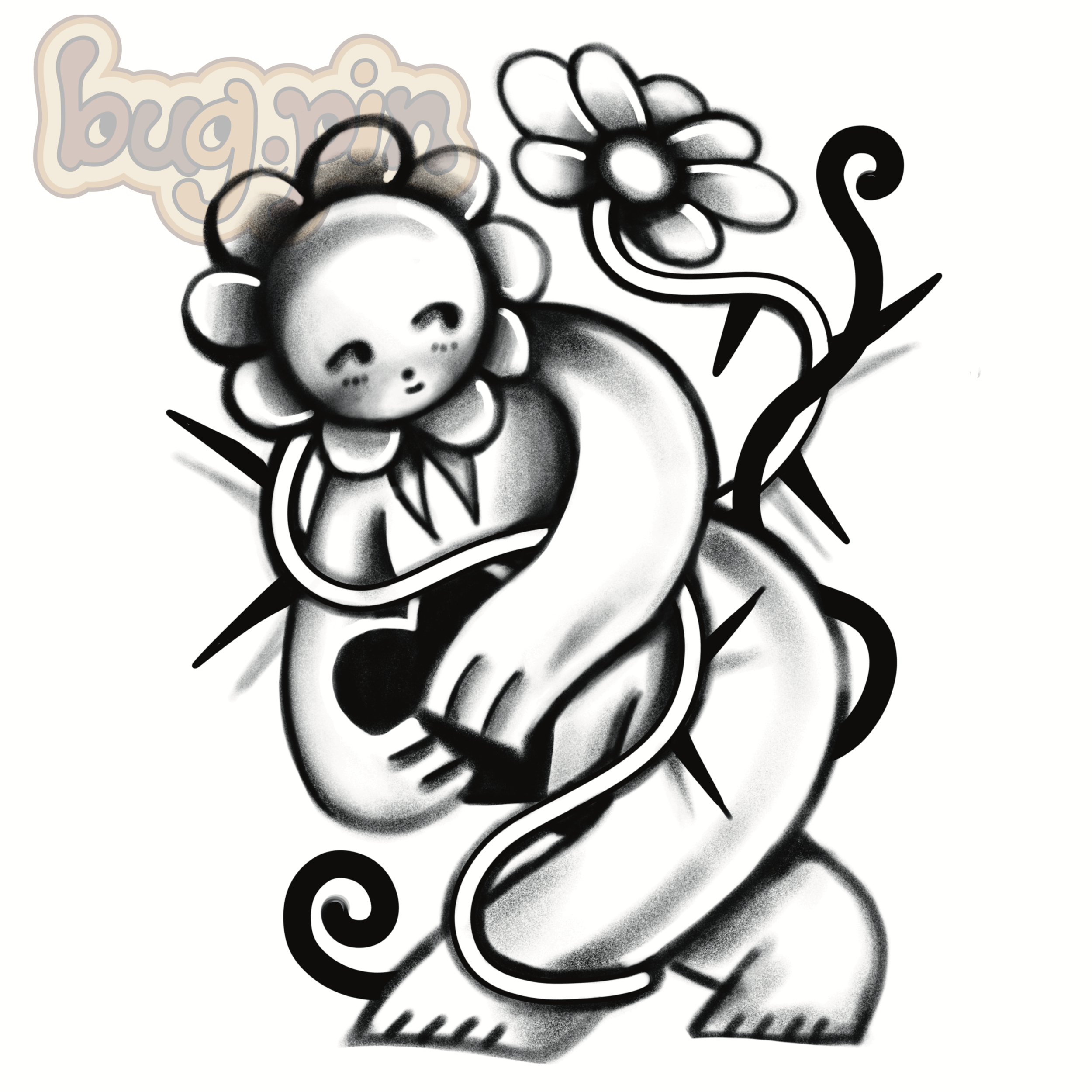 flower creature tattoo (XL)