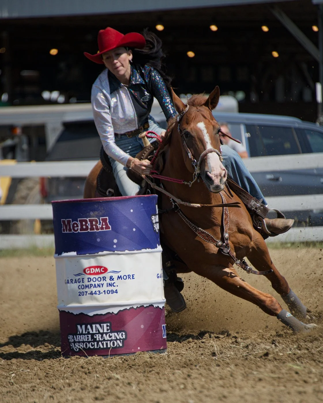 Barrel racer rounding third barrel