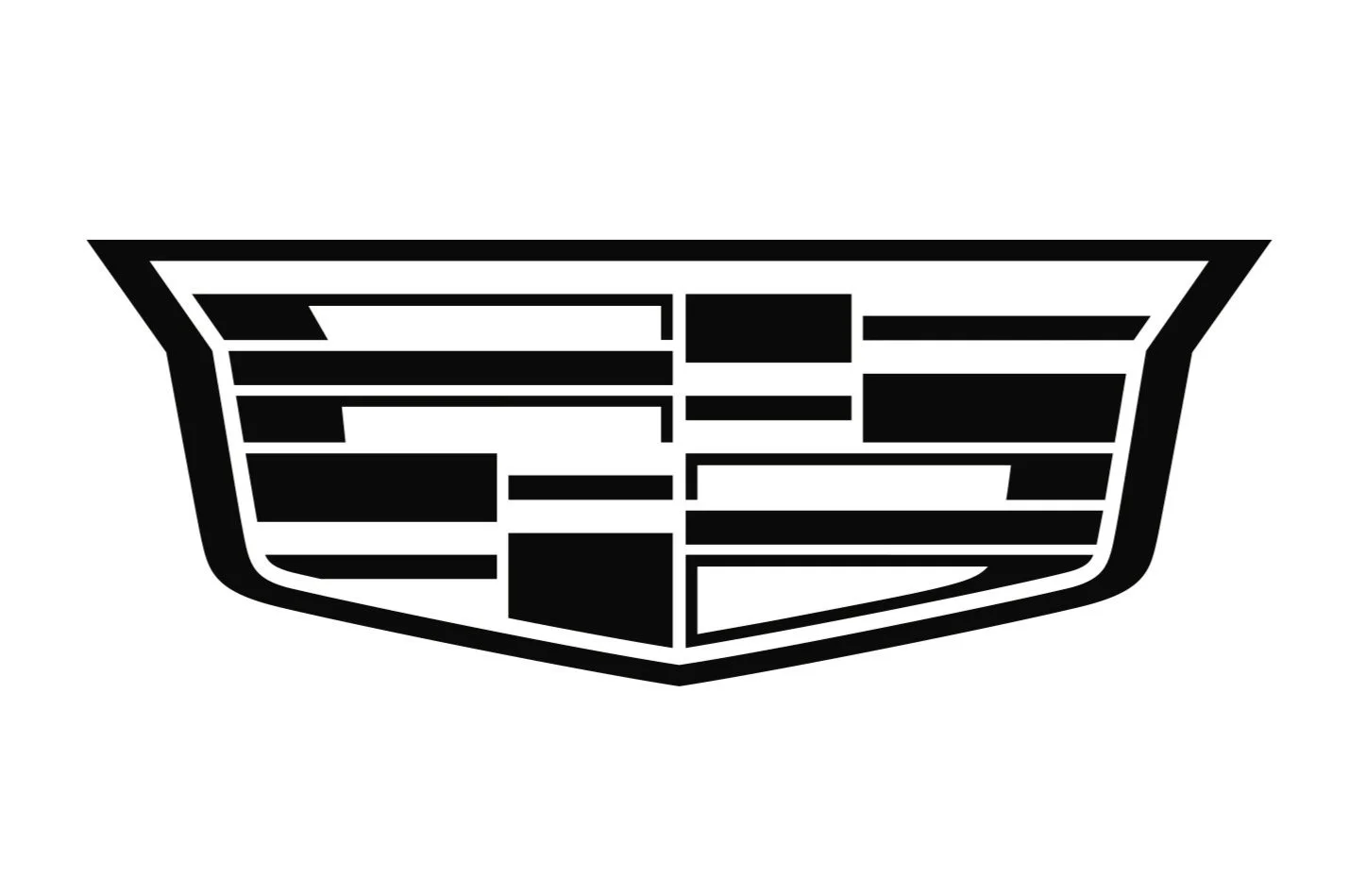 A black and white stylized outline of a car grille emblem with horizontal lines.
