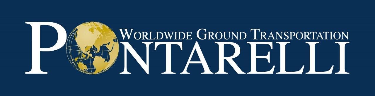 Logos for Pontarelli Worldwide Ground Transportation, with a globe illustration replacing the letter 'O' in Pontarelli.