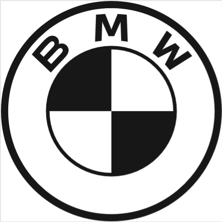 Black and white BMW logo with a circular shape, divided into four quadrants, with the letters B, M, W at the top.