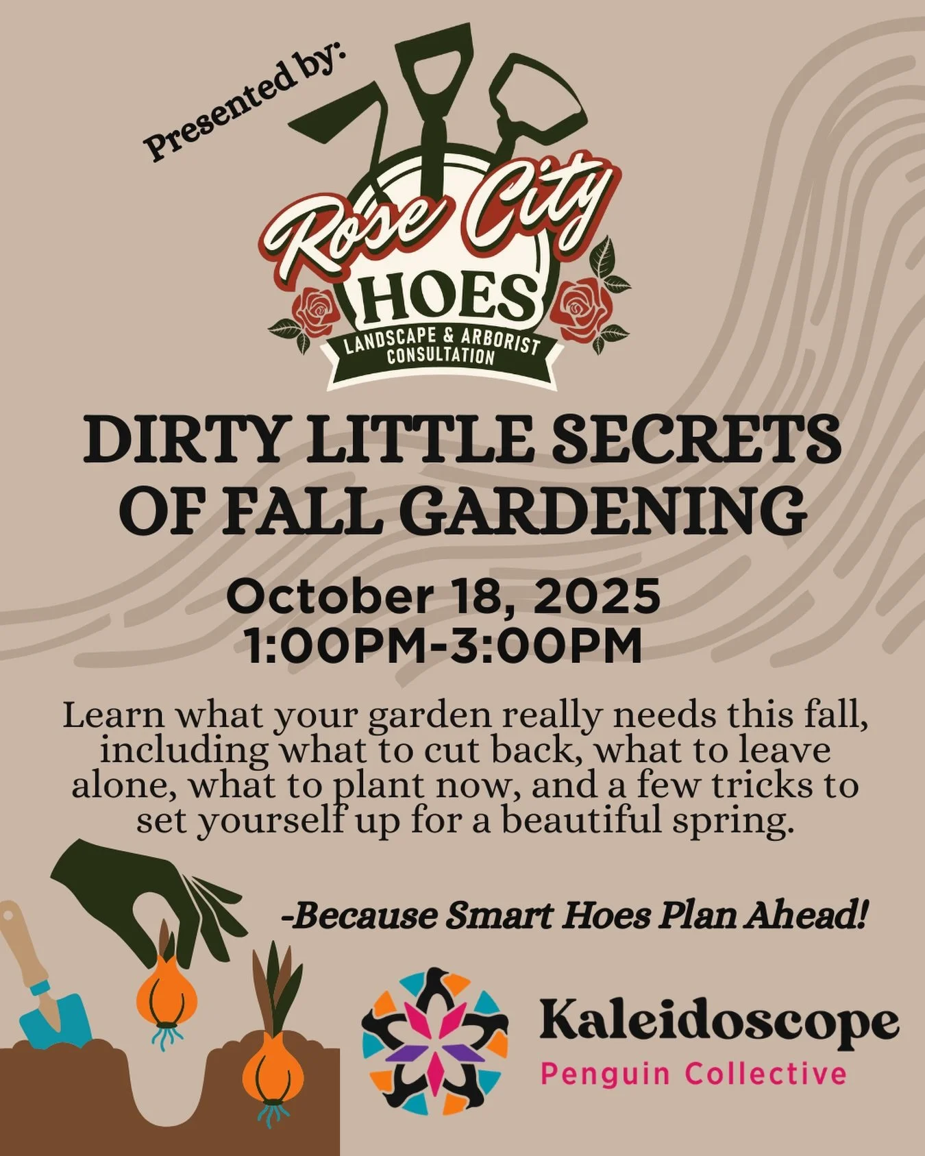 🍂 The Dirty Little Secrets of Fall Gardening 🌱

Think gardening season ends when summer does? Not even close.
Join us at Kaleidoscope Penguin Collective for a fun, practical conversation about the Dirty Little Secrets of Fall Gardening, presented b