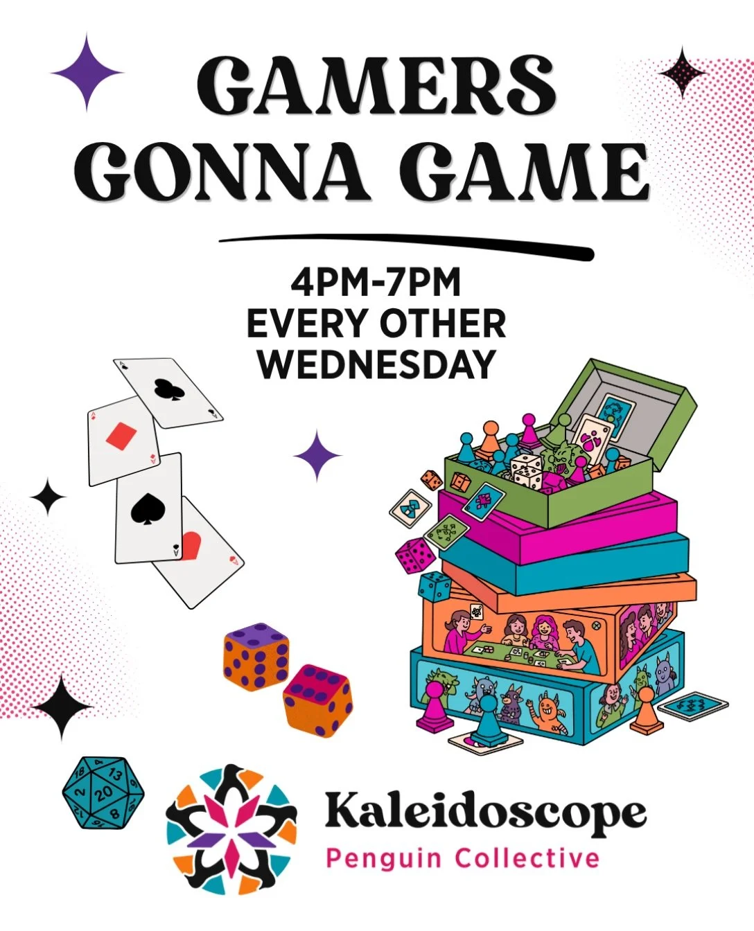 🎲🃏 GAMERS GONNA GAME! ✨

Ready to play, laugh, and meet some new people? Join us for Gamers Gonna Game on November 11 &amp; 25 from 4&ndash;7 PM! 🥳

Whether you&rsquo;re into board games, card games, puzzles, D&amp;D, or anything in between, there