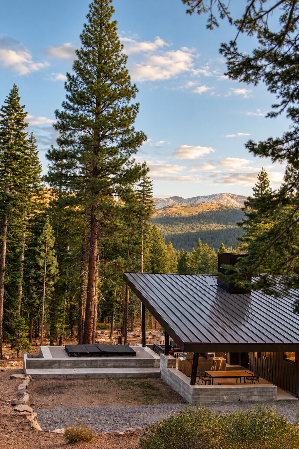 Modern Mountain Cabin at Golden Hour.png