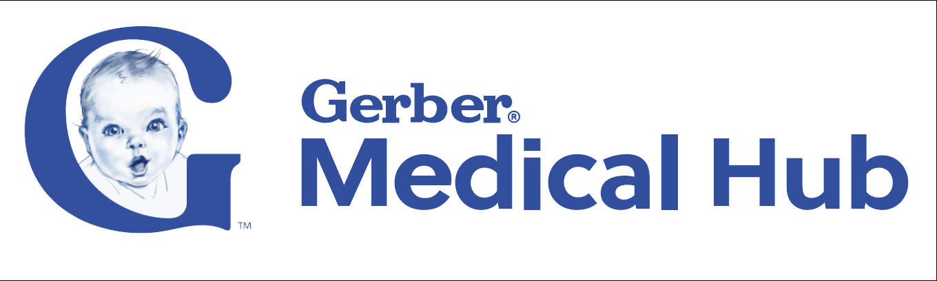 Logo of Gerber Medical Hub featuring a stylized baby face within the letter G, with the text 'Gerber Medical Hub' in blue.