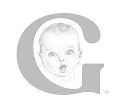 Child's face with a surprised expression over a large letter 'G' logo