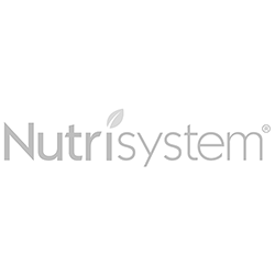 Nutrisystem logo in gray with a leaf above the 'i' in 'Nutrisystem'