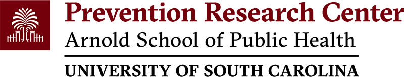 The logo of the Prevention Research Center with a red background and white palm tree symbol.