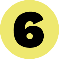 A yellow circle with a large black number 6 in the center.
