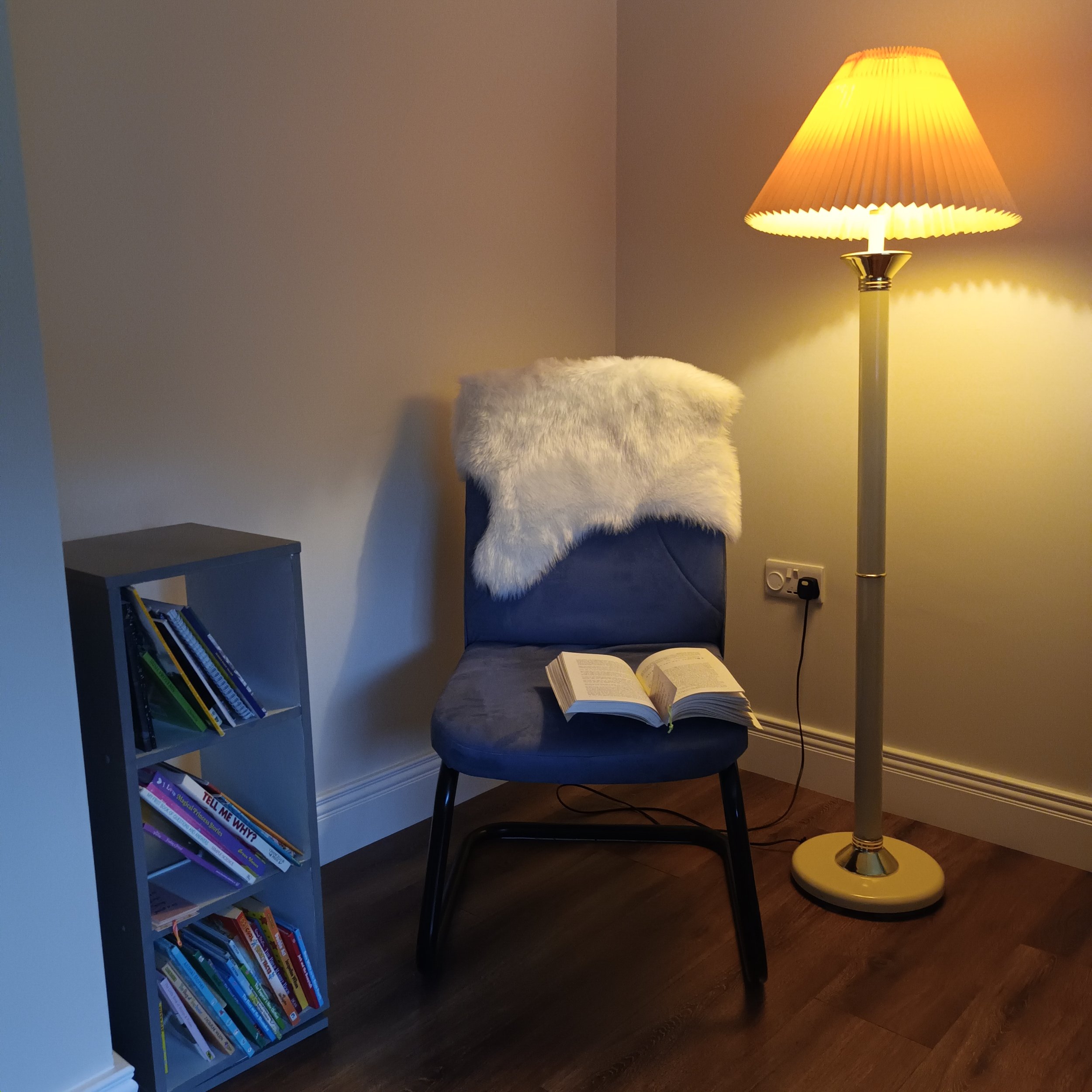 Cosy and bright reading corner at Laneside Haven
