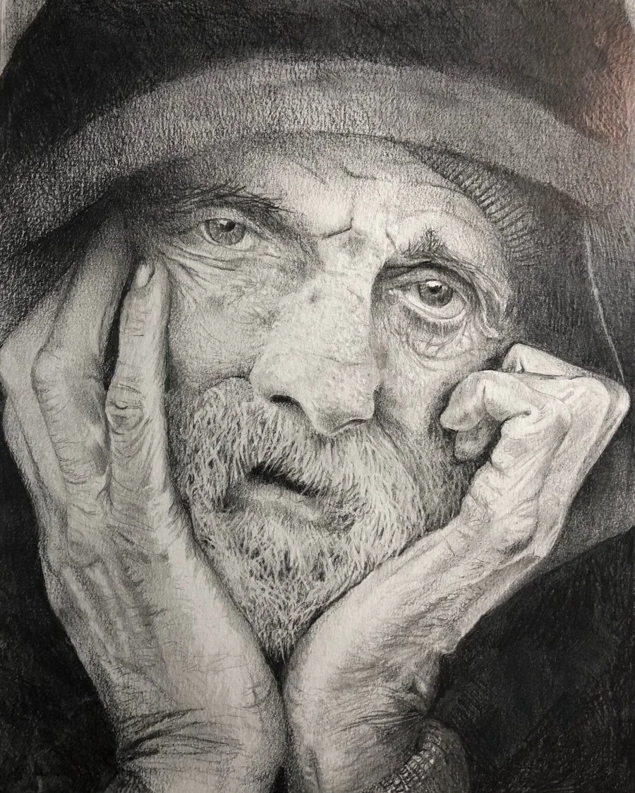 Old Man Graphite Portrait