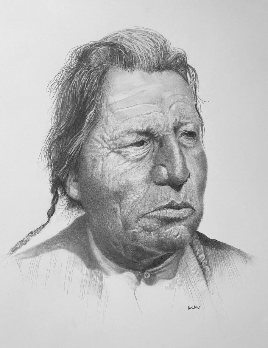 The Face of Time Graphite Drawing