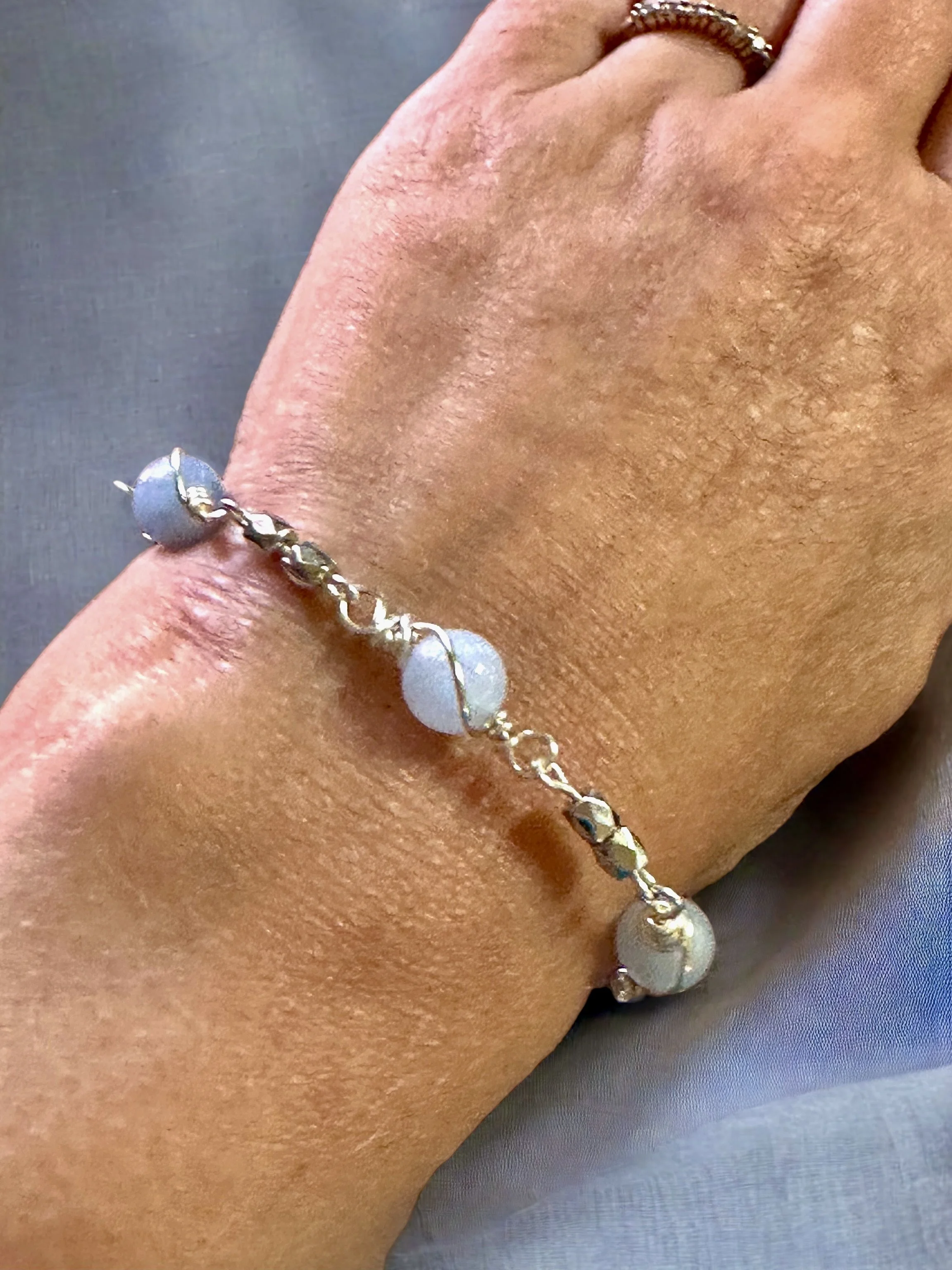 Aquamarine Wire Wrapped Bracelet