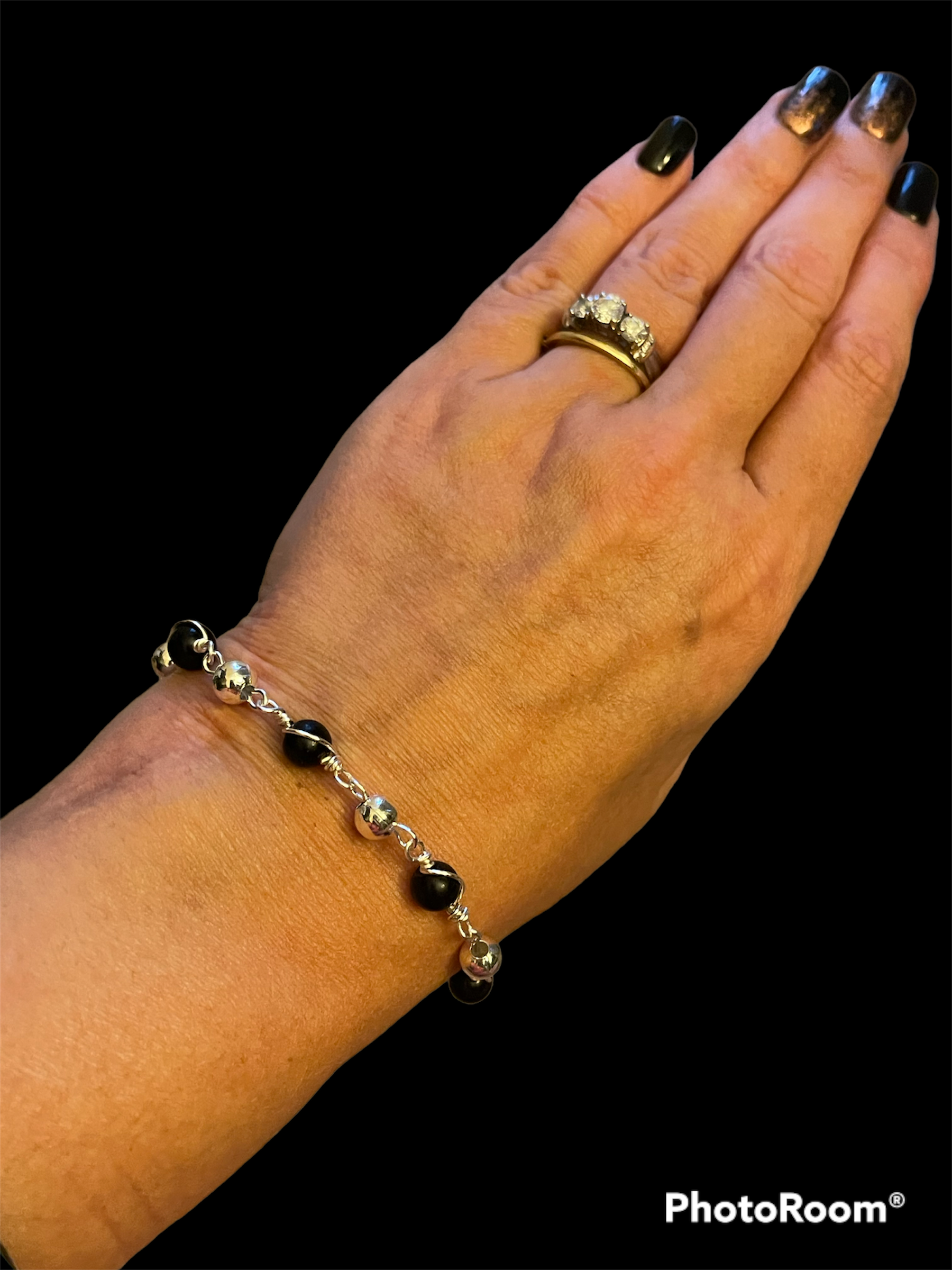 Black Obsidian Hand Wrapped Bracelet