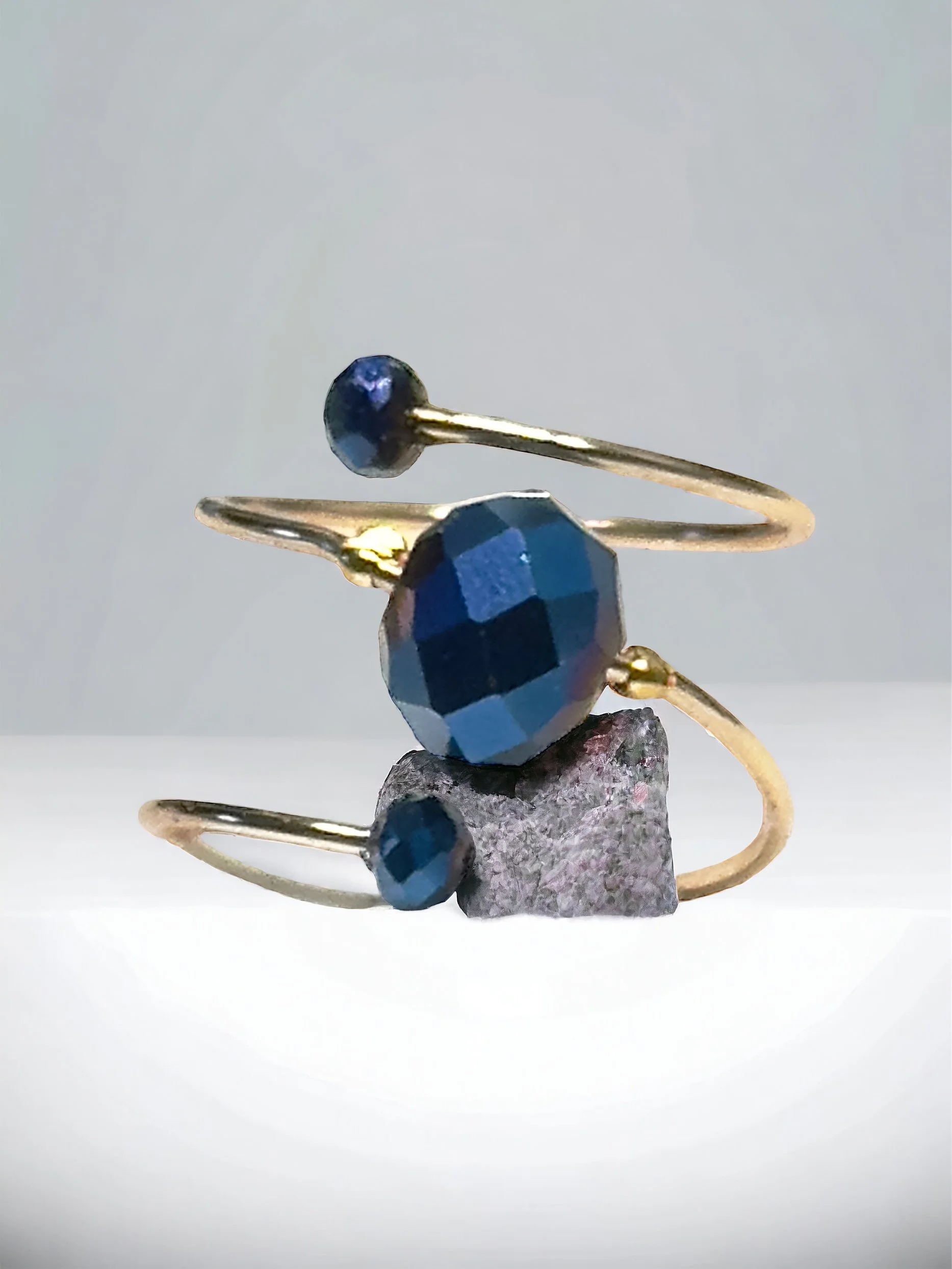 Blue Metallic Adjustable Ring