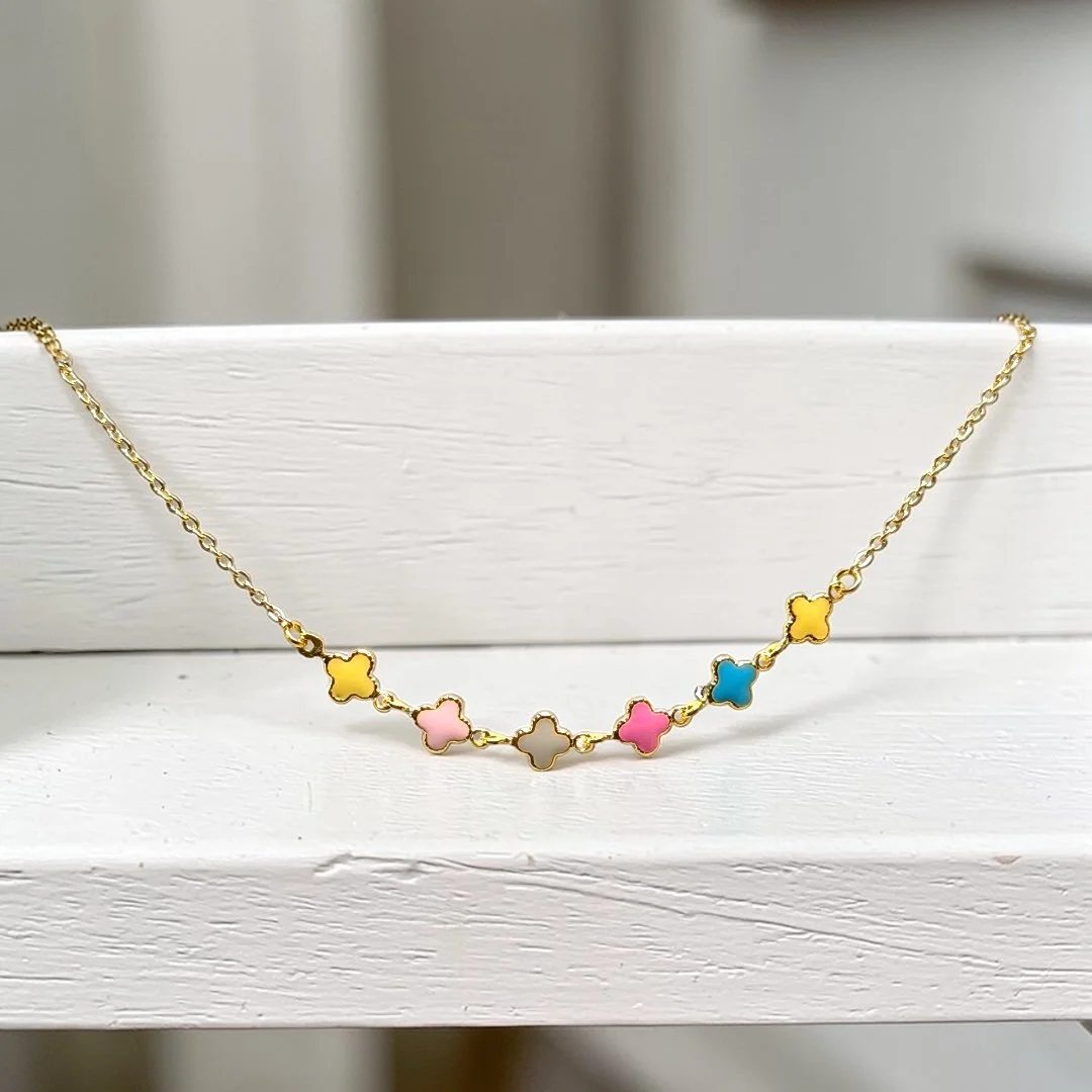 Pastel Quatrefoil Enamel Necklace
