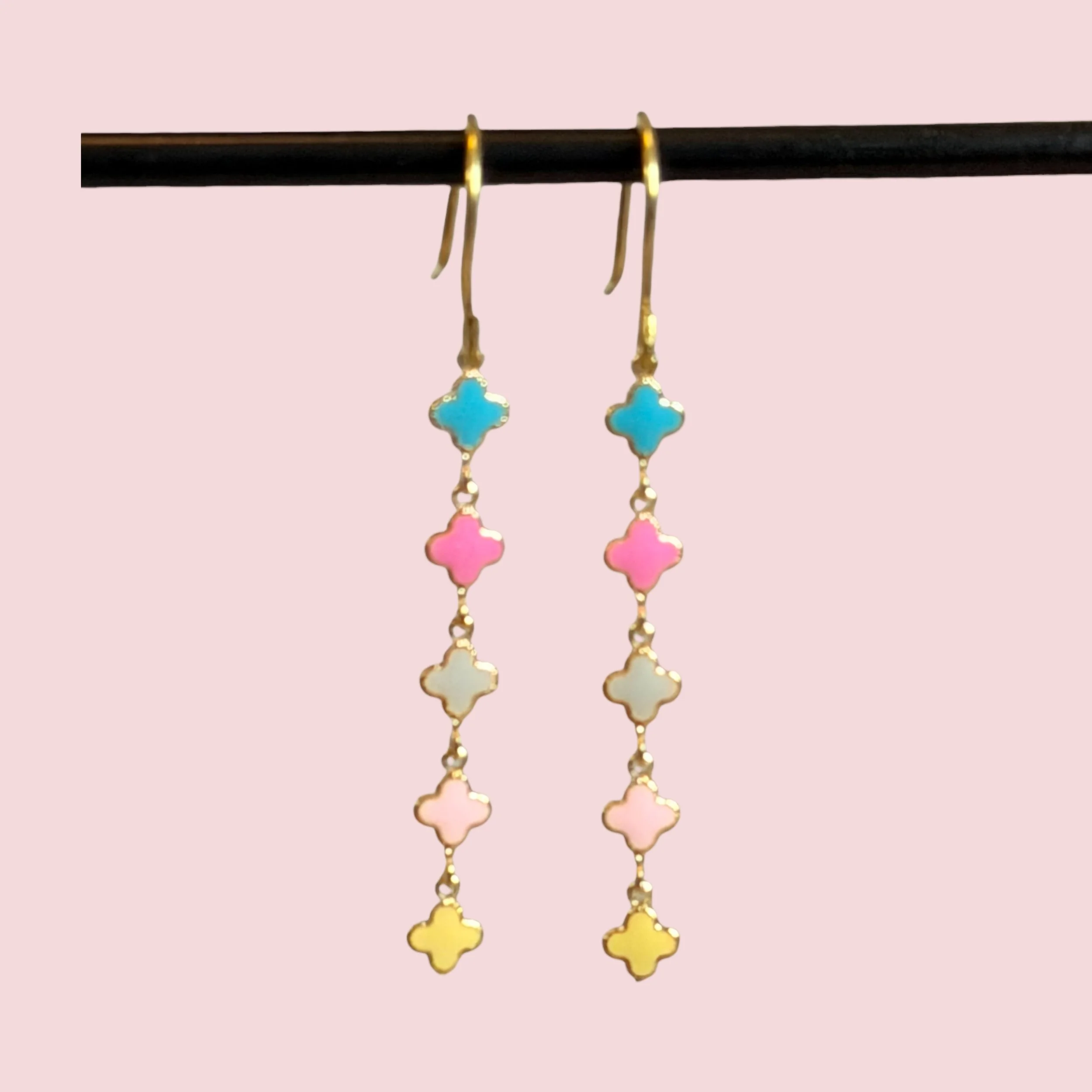 Pastel Quatrefoil Enamel Earrings