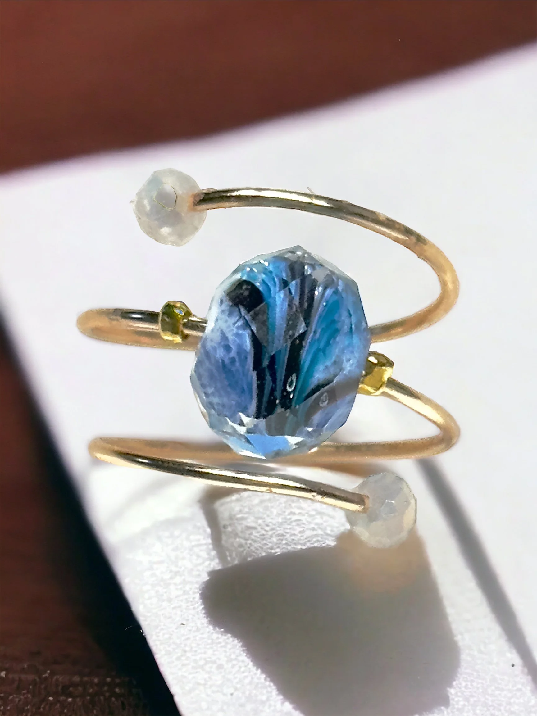 Blue and Black Swirl Adjustable Ring