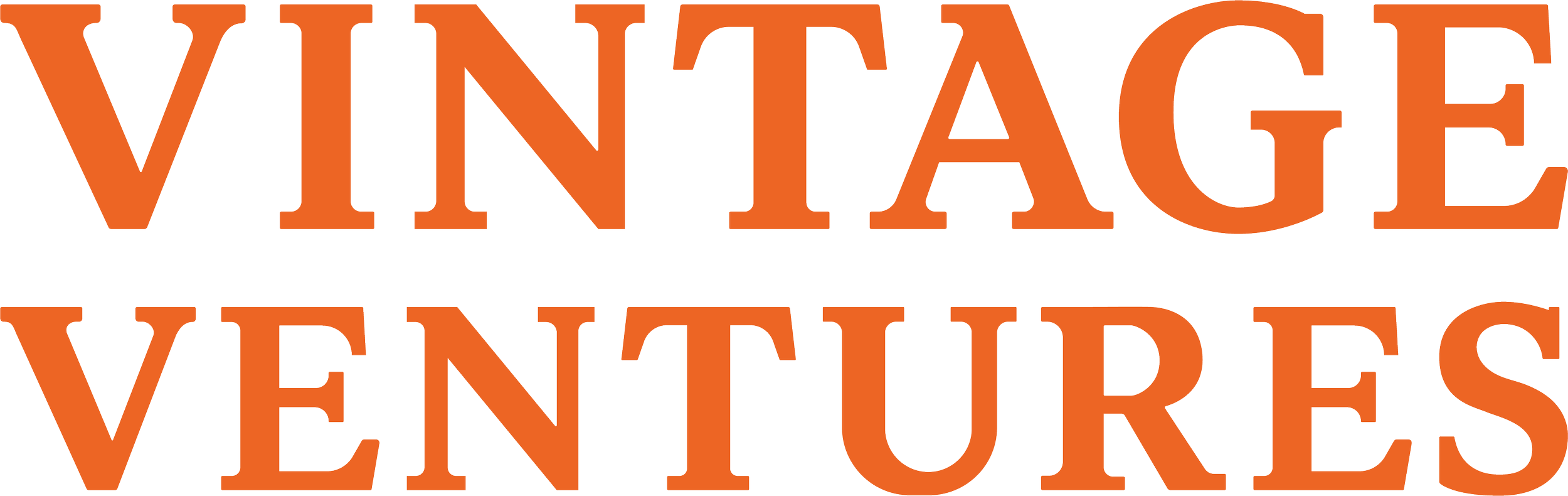 Vintage Ventures logo in orange text on a black background.