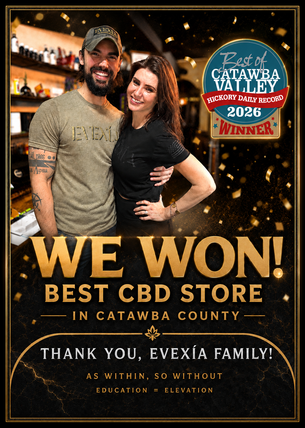Voted Best CBD Store in Catawba County, In Our First Year