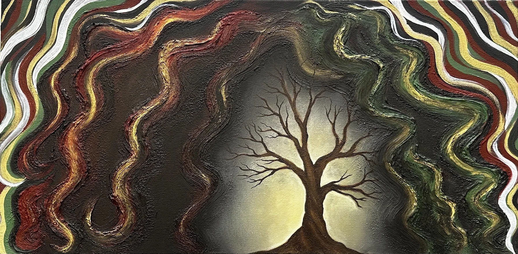 'Facets of Self' Oil on Canvas, 12" x 24", 2025