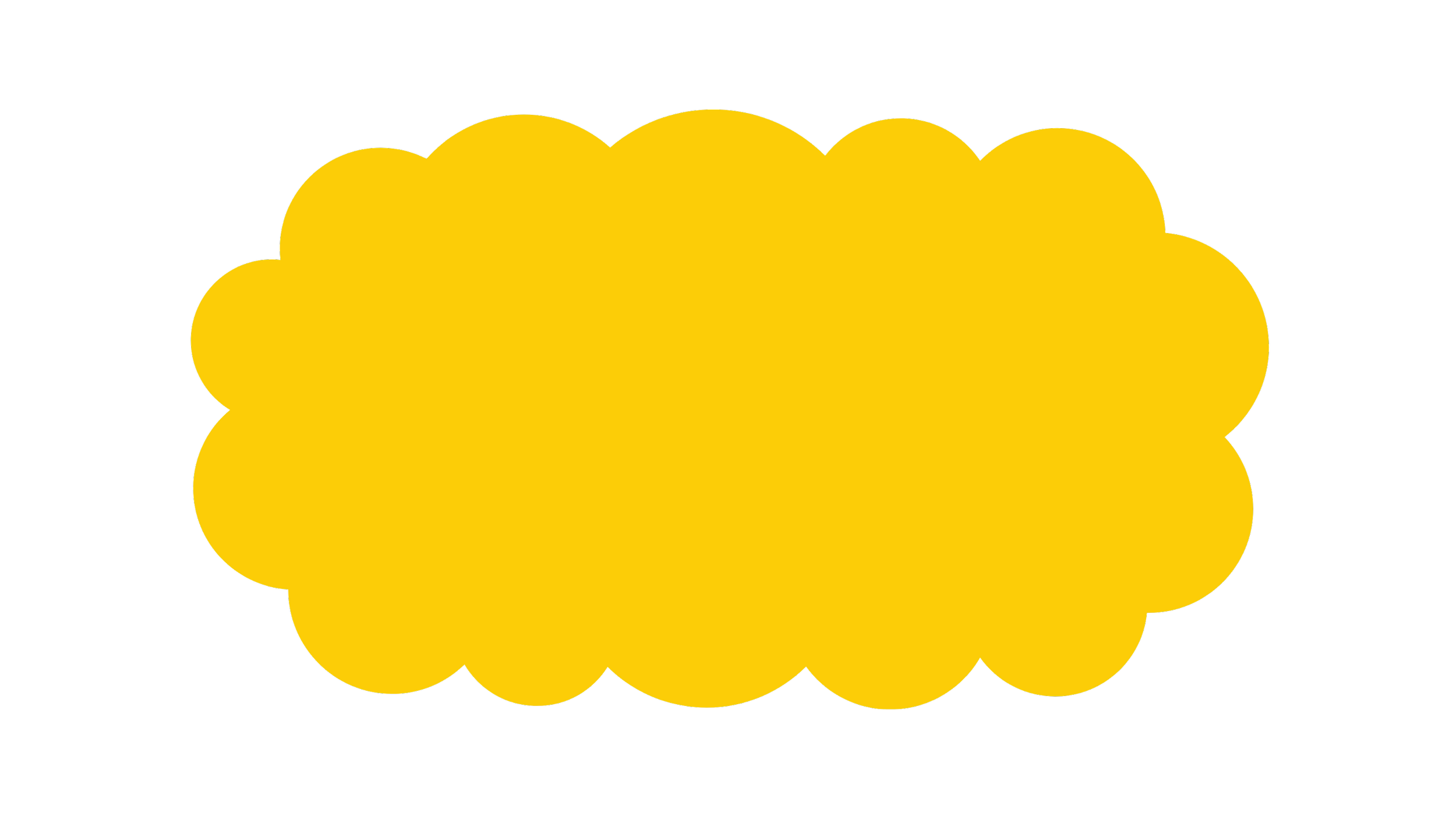 Yellow speech bubble with jagged edges.