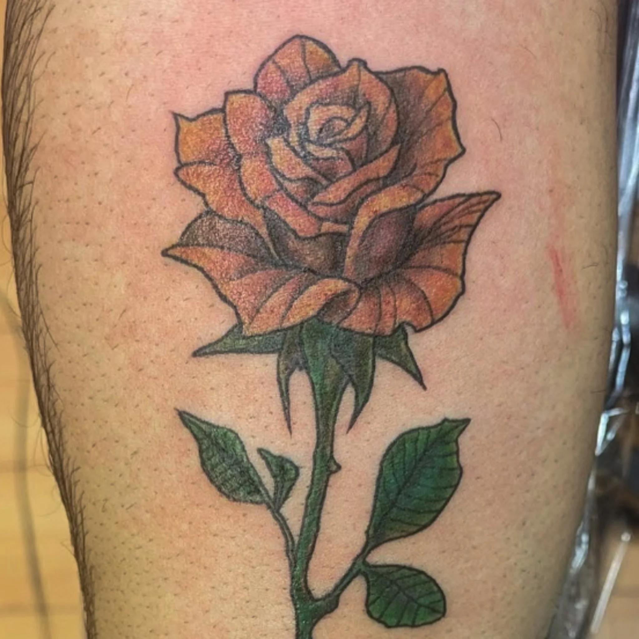 neo traditional rose tattoo 