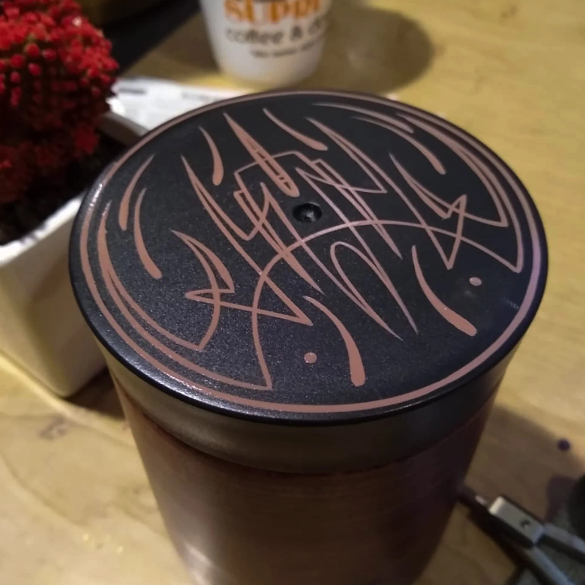 pinstriped coffee mug 