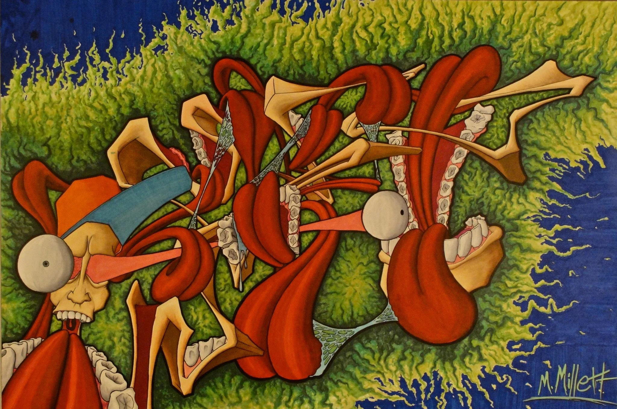 graffiti inspired face drawing, done with prismacolor markers 