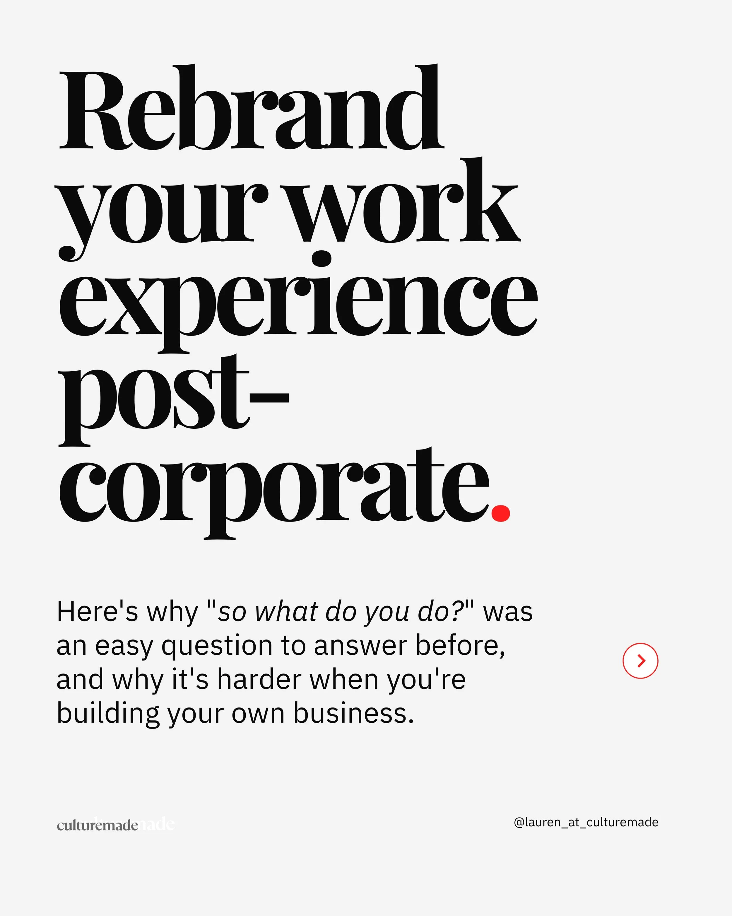 Comment STORY and I&rsquo;ll send the Experience Reframe Prompts directly to your DMs.

Start learning how to rebrand your experience post-corporate in language that actually reflects who you are.

#solopreneurlife #solopreneur #WomenEntrepreneurs  #