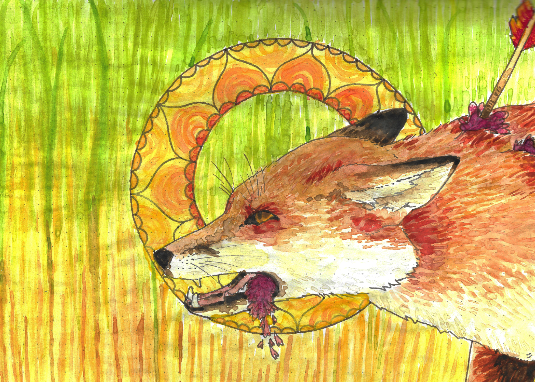 Struck Fox 5" x 7" Print