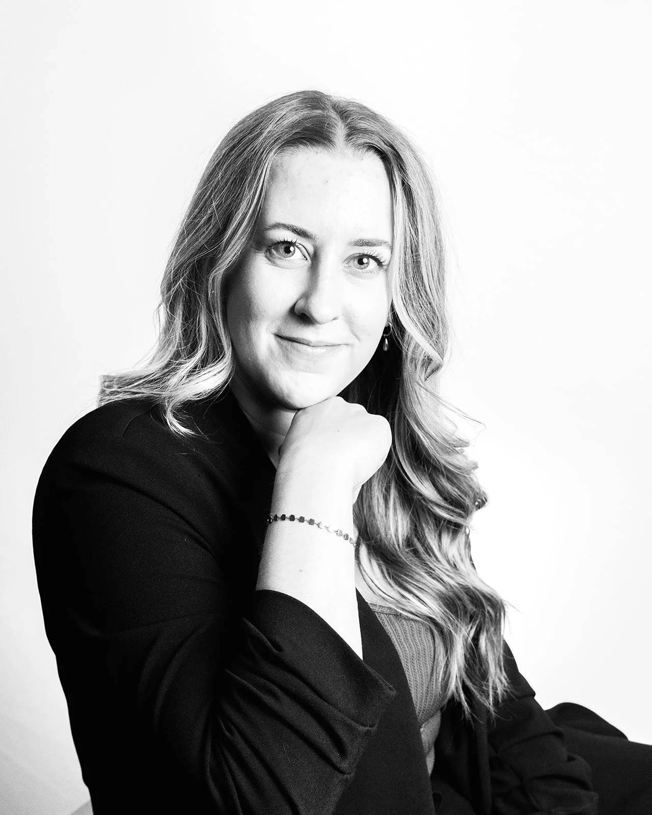 A black and white portrait of Jaicee Payette