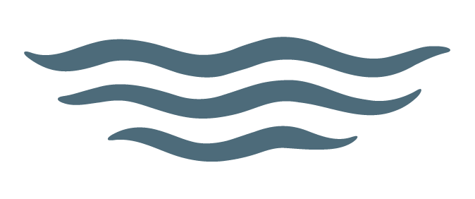 Five wavy lines representing water.