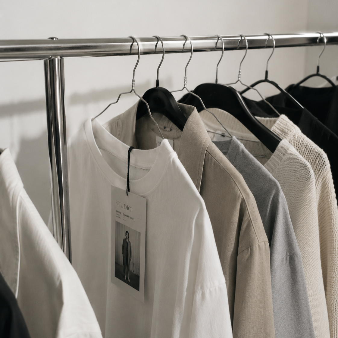 Curated clothing rack for personal styling and closet detox services in Boston